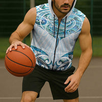New Zealand Manta Ray Tattoo Sleeveless Zip Hoodie Aotearoa Maori Haehae Paua Shell LT14 - Polynesian Pride