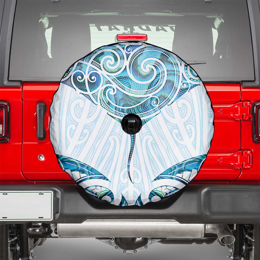 New Zealand Manta Ray Tattoo Spare Tire Cover Aotearoa Maori Haehae Paua Shell LT14 - Polynesian Pride