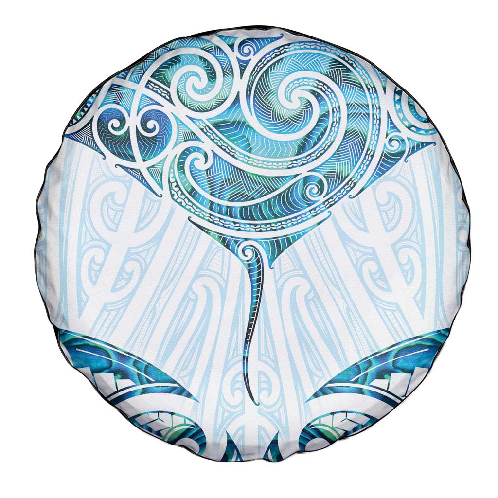 New Zealand Manta Ray Tattoo Spare Tire Cover Aotearoa Maori Haehae Paua Shell LT14 - Polynesian Pride