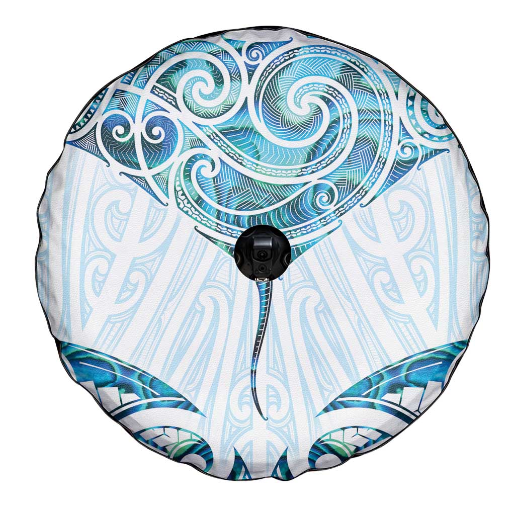New Zealand Manta Ray Tattoo Spare Tire Cover Aotearoa Maori Haehae Paua Shell LT14 - Polynesian Pride