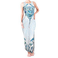 New Zealand Manta Ray Tattoo Tank Maxi Dress Aotearoa Maori Haehae Paua Shell LT14 Women White - Polynesian Pride