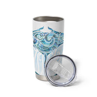 New Zealand Manta Ray Tattoo Tumbler Cup Aotearoa Maori Haehae Paua Shell LT14 - Polynesian Pride