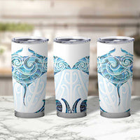 New Zealand Manta Ray Tattoo Tumbler Cup Aotearoa Maori Haehae Paua Shell LT14 - Polynesian Pride