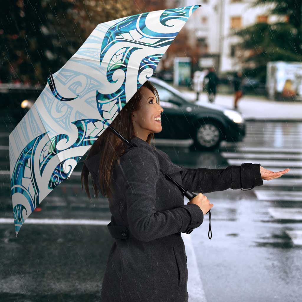 New Zealand Manta Ray Tattoo Umbrella Aotearoa Maori Haehae Paua Shell - Polynesian Pride