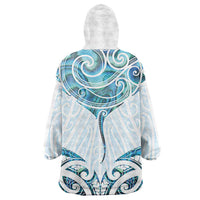 New Zealand Manta Ray Tattoo Wearable Blanket Hoodie Aotearoa Maori Haehae Paua Shell LT14 - Polynesian Pride