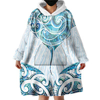 New Zealand Manta Ray Tattoo Wearable Blanket Hoodie Aotearoa Maori Haehae Paua Shell LT14 - Polynesian Pride