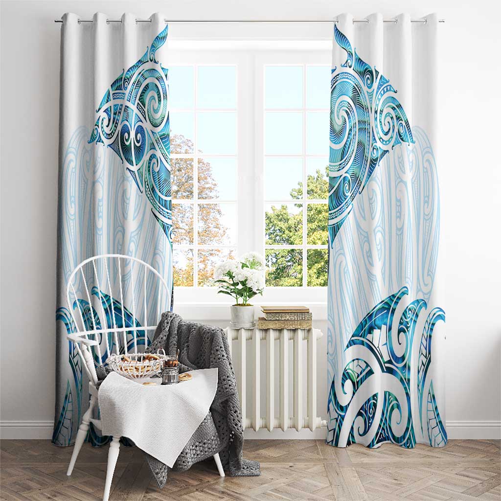 New Zealand Manta Ray Tattoo Window Curtain Aotearoa Maori Haehae Paua Shell - Polynesian Pride