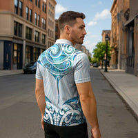 New Zealand Manta Ray Tattoo Zipper Polo Shirt Aotearoa Maori Haehae Paua Shell LT14 - Polynesian Pride