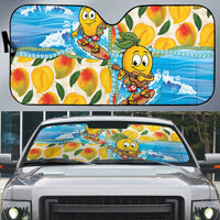 Aloha Hawaii Summer Auto Sun Shade Hawaiian Lei Surfing Mango Palaka Motifs LT14 Blue - Polynesian Pride