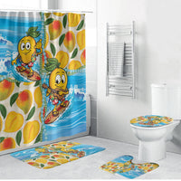 Aloha Hawaii Summer Bathroom Set Hawaiian Lei Surfing Mango Palaka Motifs LT14 Bathroom Set (4 pcs) Blue - Polynesian Pride