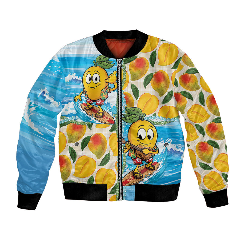 Aloha Hawaii Summer Bomber Jacket Hawaiian Lei Surfing Mango Palaka Motifs LT14 Unisex Blue - Polynesian Pride