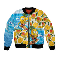 Aloha Hawaii Summer Bomber Jacket Hawaiian Lei Surfing Mango Palaka Motifs LT14 Unisex Blue - Polynesian Pride