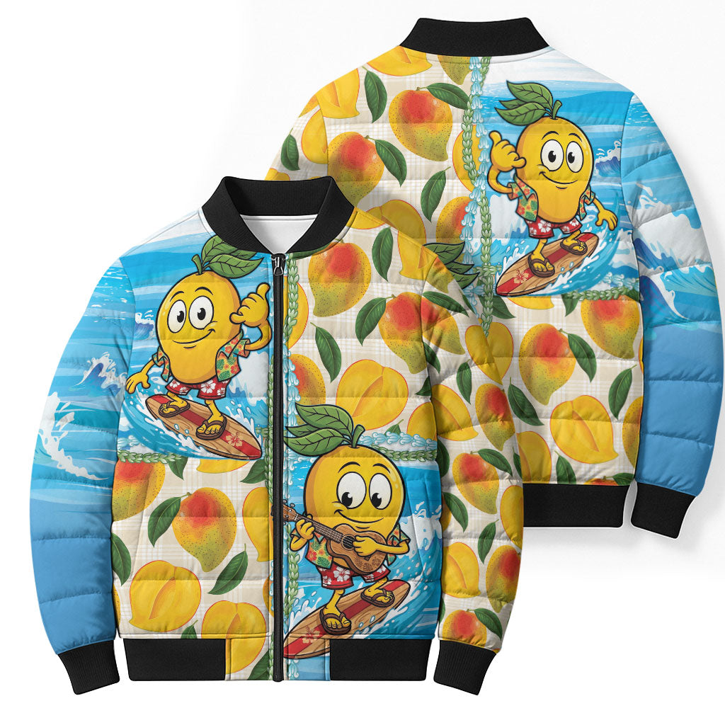 Aloha Hawaii Summer Bomber Puffer Jacket Hawaiian Lei Surfing Mango Palaka Motifs LT14 - Polynesian Pride