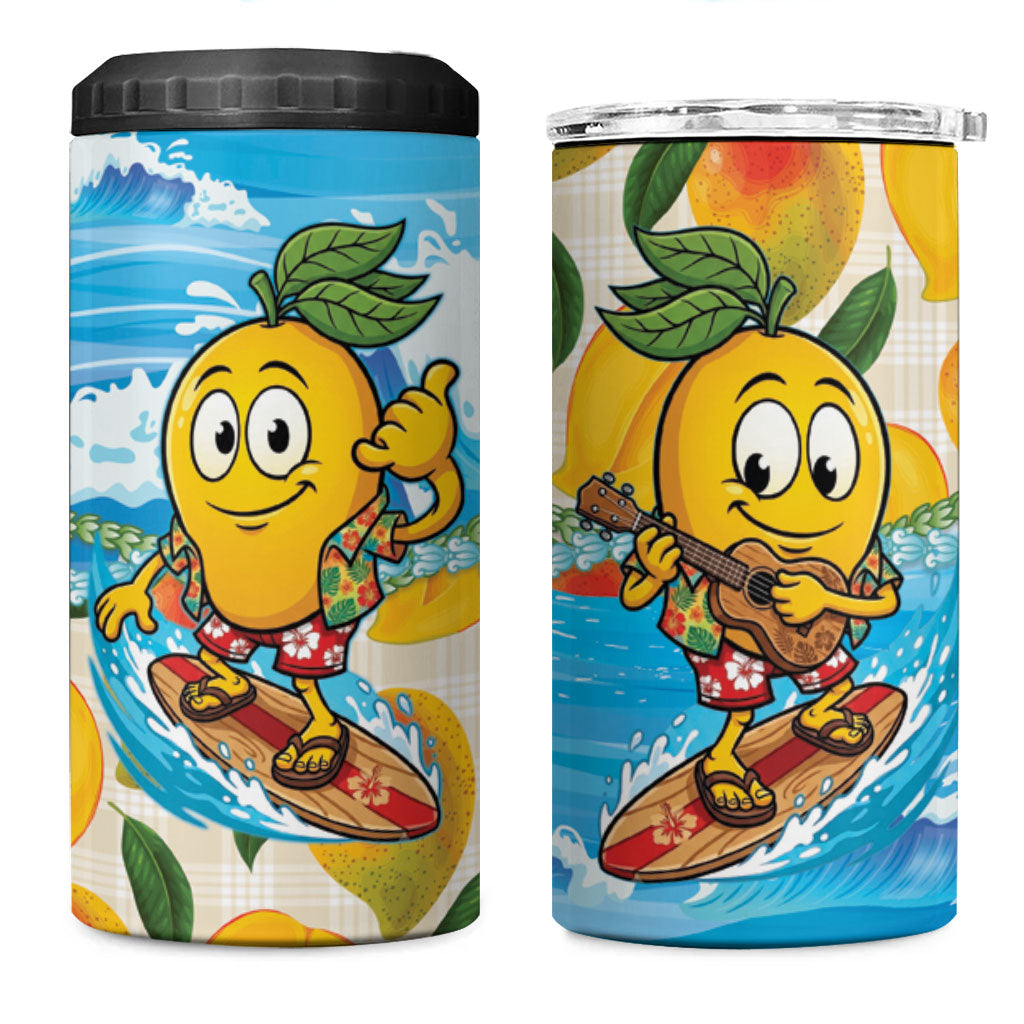 Aloha Hawaii Summer 4 in 1 Can Cooler Tumbler Hawaiian Lei Surfing Mango Palaka Motifs LT14 One Size: 16 oz Blue - Polynesian Pride