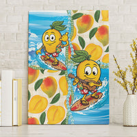 Aloha Hawaii Summer Canvas Wall Art Hawaiian Lei Surfing Mango Palaka Motifs LT14 Without Frame Blue - Polynesian Pride