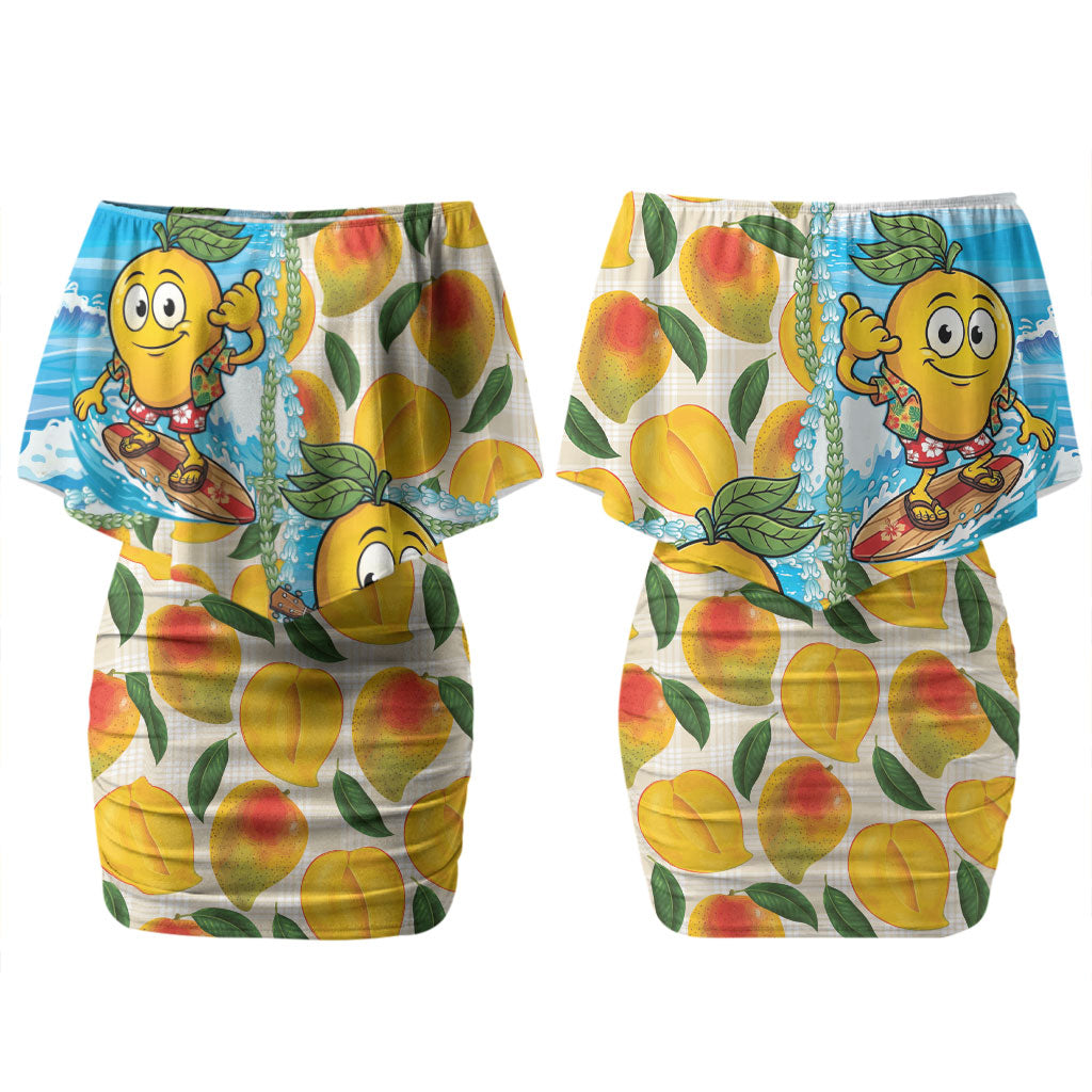 Aloha Hawaii Summer Couples Matching Off Shoulder Short Dress and Hawaiian Shirt Hawaiian Lei Surfing Mango Palaka Motifs LT14 - Polynesian Pride