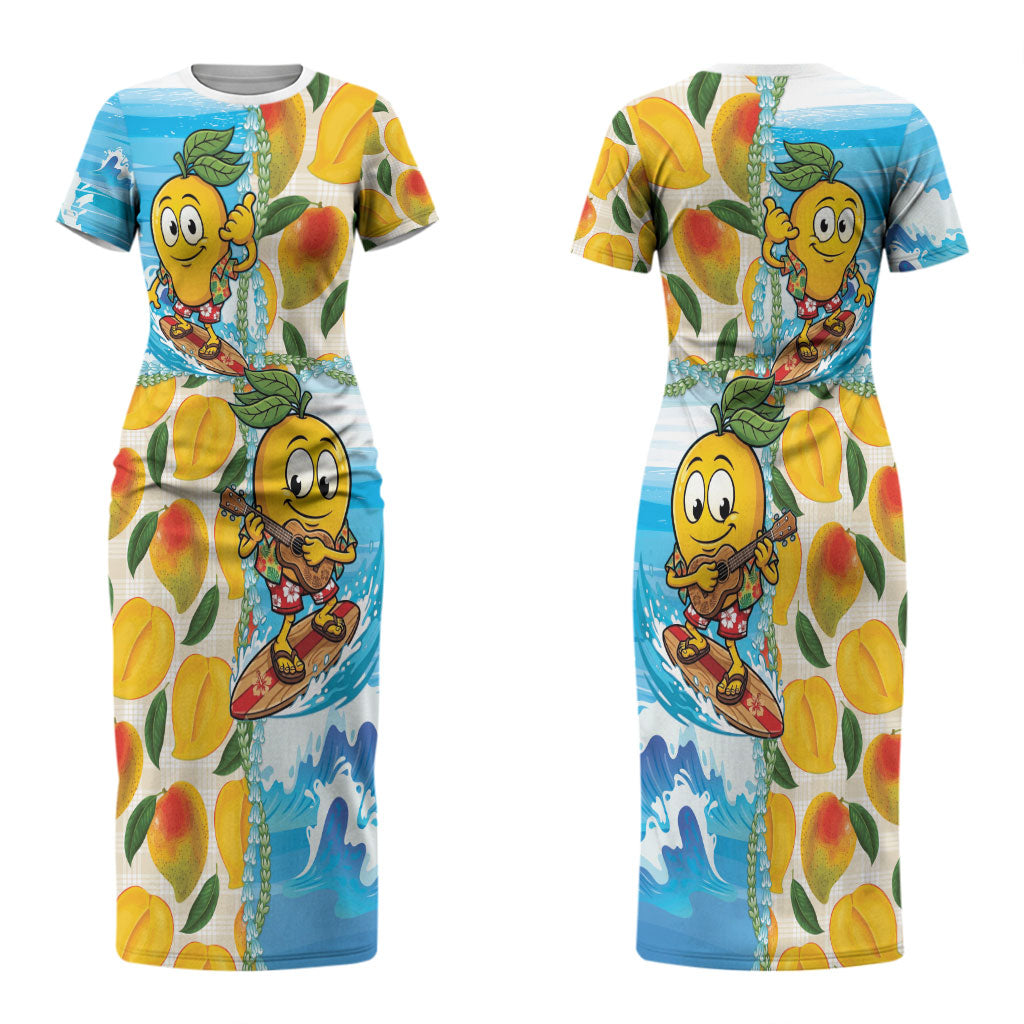 Aloha Hawaii Summer Couples Matching Short Sleeve Bodycon Dress and Long Sleeve Button Shirt Hawaiian Lei Surfing Mango Palaka Motifs LT14 - Polynesian Pride