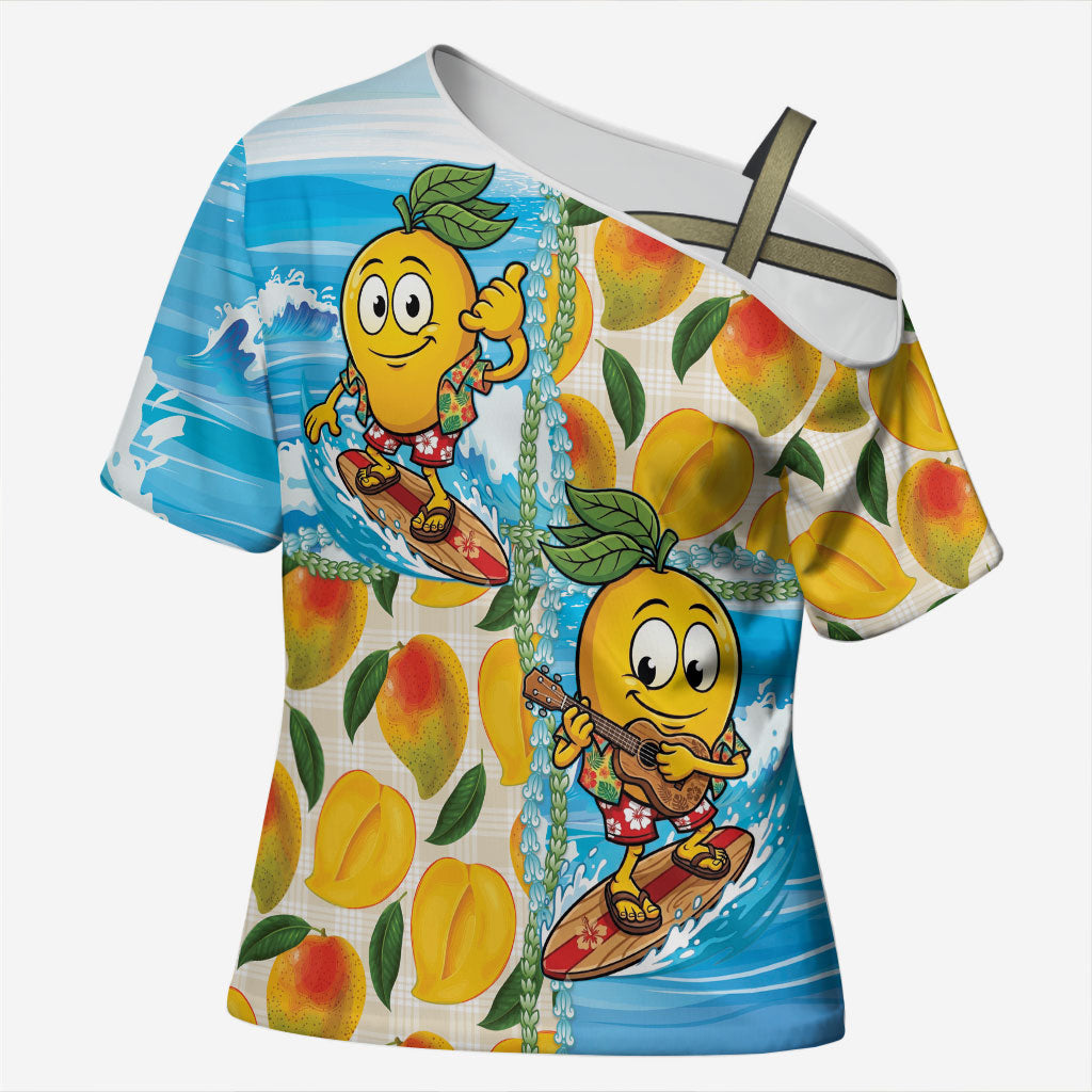 Aloha Hawaii Summer Cross Shoulder Shirt Hawaiian Lei Surfing Mango Palaka Motifs LT14 Female Blue - Polynesian Pride