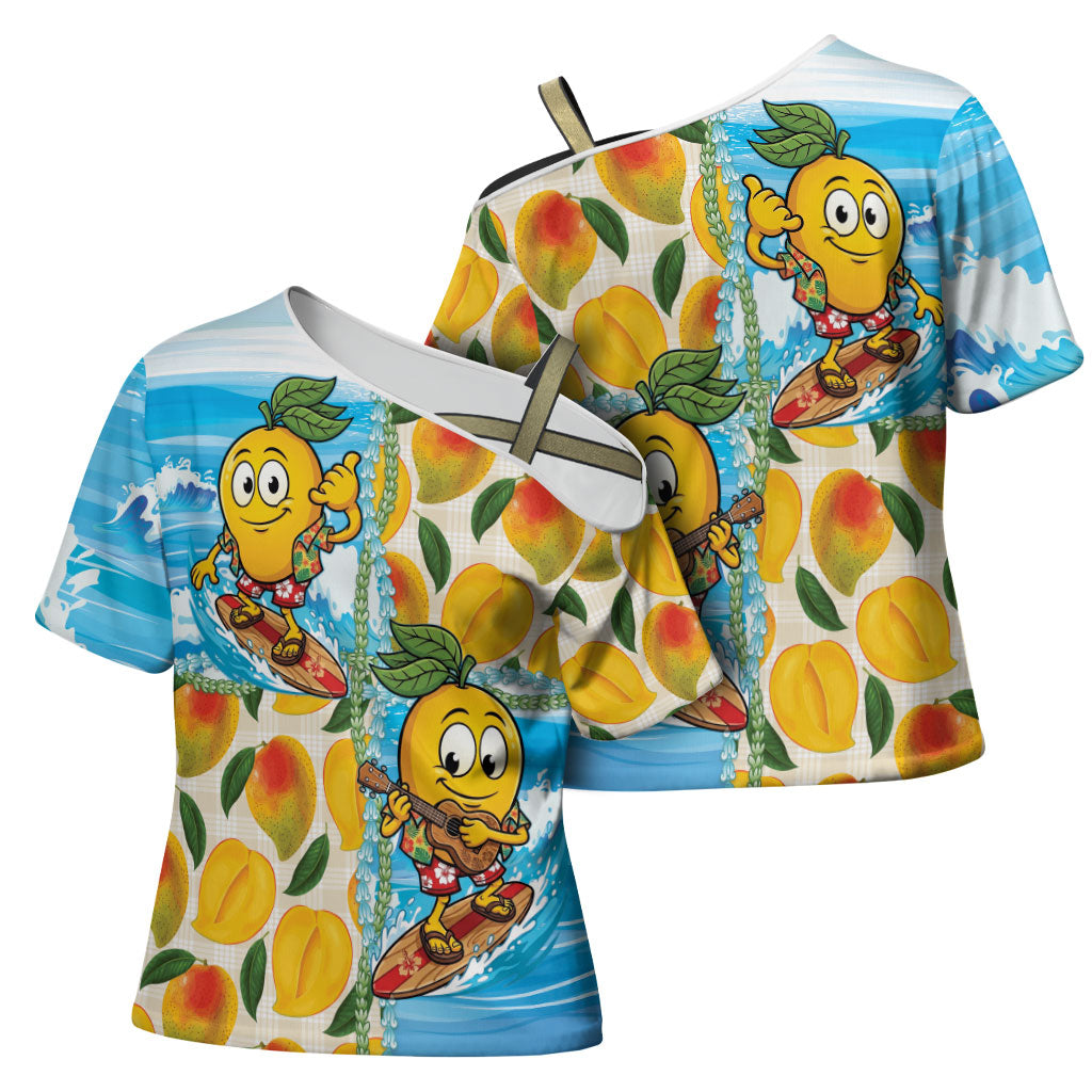 Aloha Hawaii Summer Cross Shoulder Shirt Hawaiian Lei Surfing Mango Palaka Motifs LT14 - Polynesian Pride