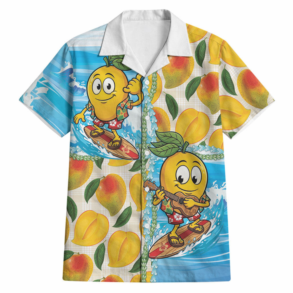 Aloha Hawaii Summer Hawaiian Shirt Hawaiian Lei Surfing Mango Palaka Motifs LT14 Blue - Polynesian Pride