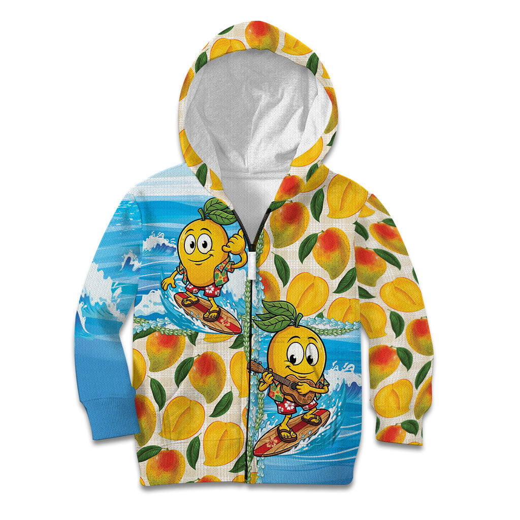 Aloha Hawaii Summer Kid Hoodie Hawaiian Lei Surfing Mango Palaka Motifs LT14 Zip Hoodie Blue - Polynesian Pride
