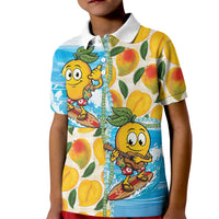 Aloha Hawaii Summer Kid Polo Shirt Hawaiian Lei Surfing Mango Palaka Motifs LT14 Kid Blue - Polynesian Pride