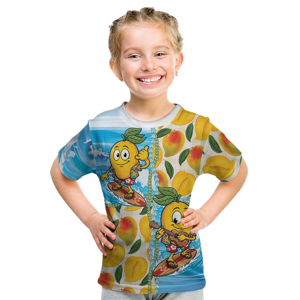 Aloha Hawaii Summer Kid T Shirt Hawaiian Lei Surfing Mango Palaka Motifs LT14 Blue - Polynesian Pride