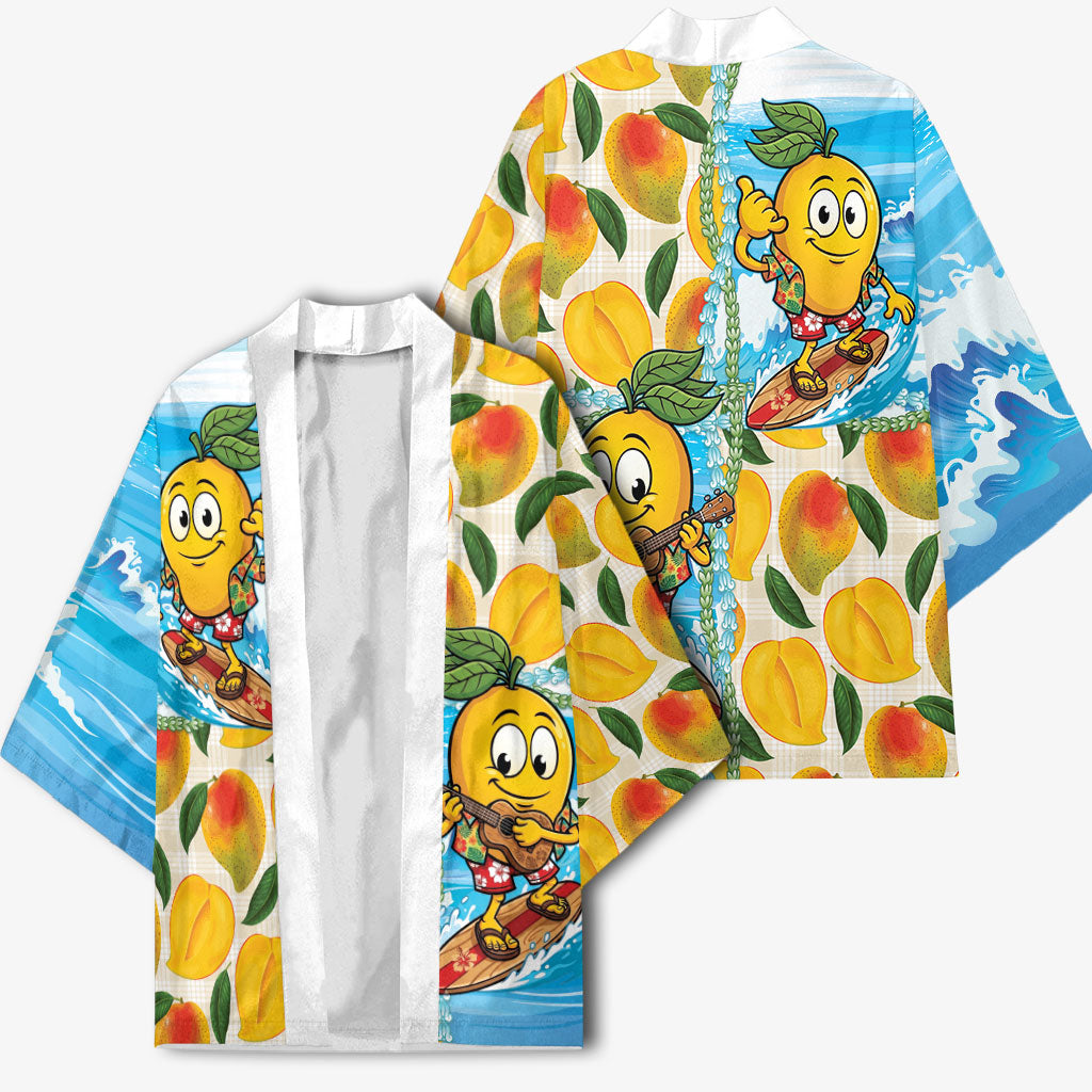 Aloha Hawaii Summer Kimono Hawaiian Lei Surfing Mango Palaka Motifs LT14 - Polynesian Pride