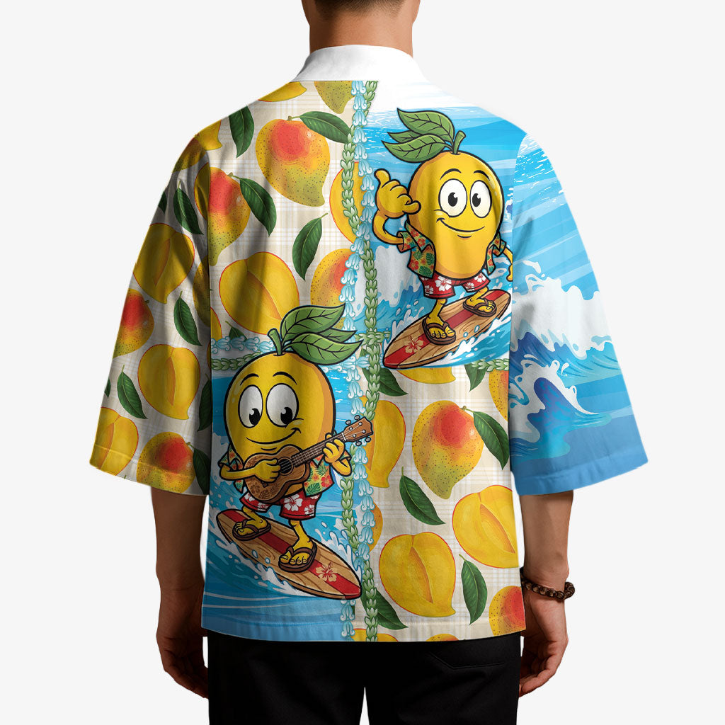 Aloha Hawaii Summer Kimono Hawaiian Lei Surfing Mango Palaka Motifs LT14 - Polynesian Pride