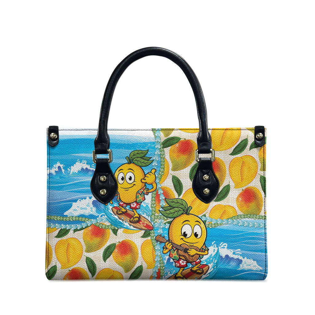 Aloha Hawaii Summer Leather Bag Hawaiian Lei Surfing Mango Palaka Motifs LT14 - Polynesian Pride