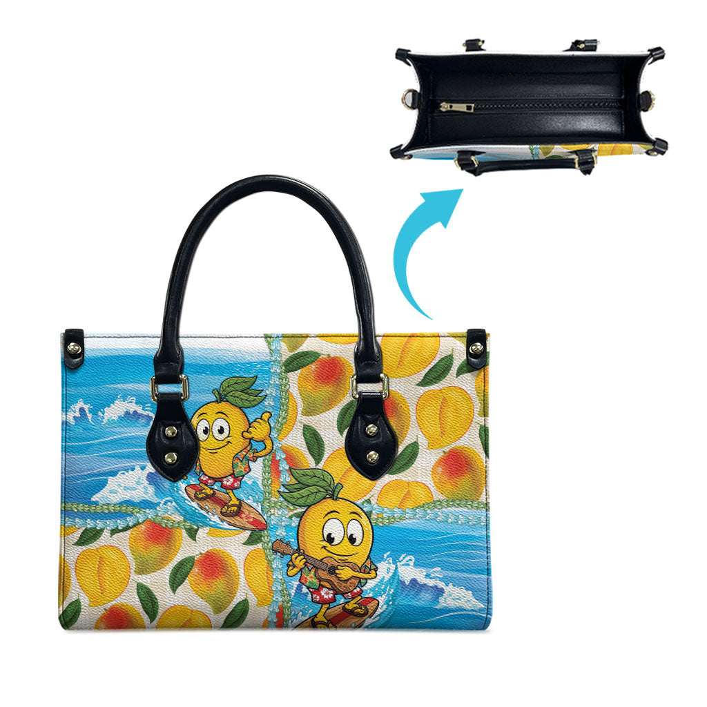 Aloha Hawaii Summer Leather Bag Hawaiian Lei Surfing Mango Palaka Motifs LT14 - Polynesian Pride