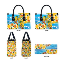 Aloha Hawaii Summer Leather Bag Hawaiian Lei Surfing Mango Palaka Motifs LT14 - Polynesian Pride