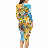 Aloha Hawaii Summer Long Sleeve Bodycon Dress Hawaiian Lei Surfing Mango Palaka Motifs LT14 - Polynesian Pride