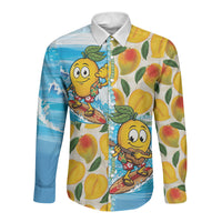 Aloha Hawaii Summer Long Sleeve Button Shirt Hawaiian Lei Surfing Mango Palaka Motifs LT14 Unisex Blue - Polynesian Pride