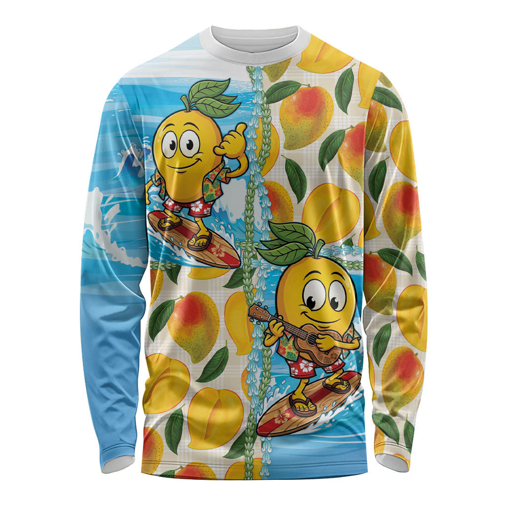 Aloha Hawaii Summer Long Sleeve Shirt Hawaiian Lei Surfing Mango Palaka Motifs LT14 Unisex Blue - Polynesian Pride