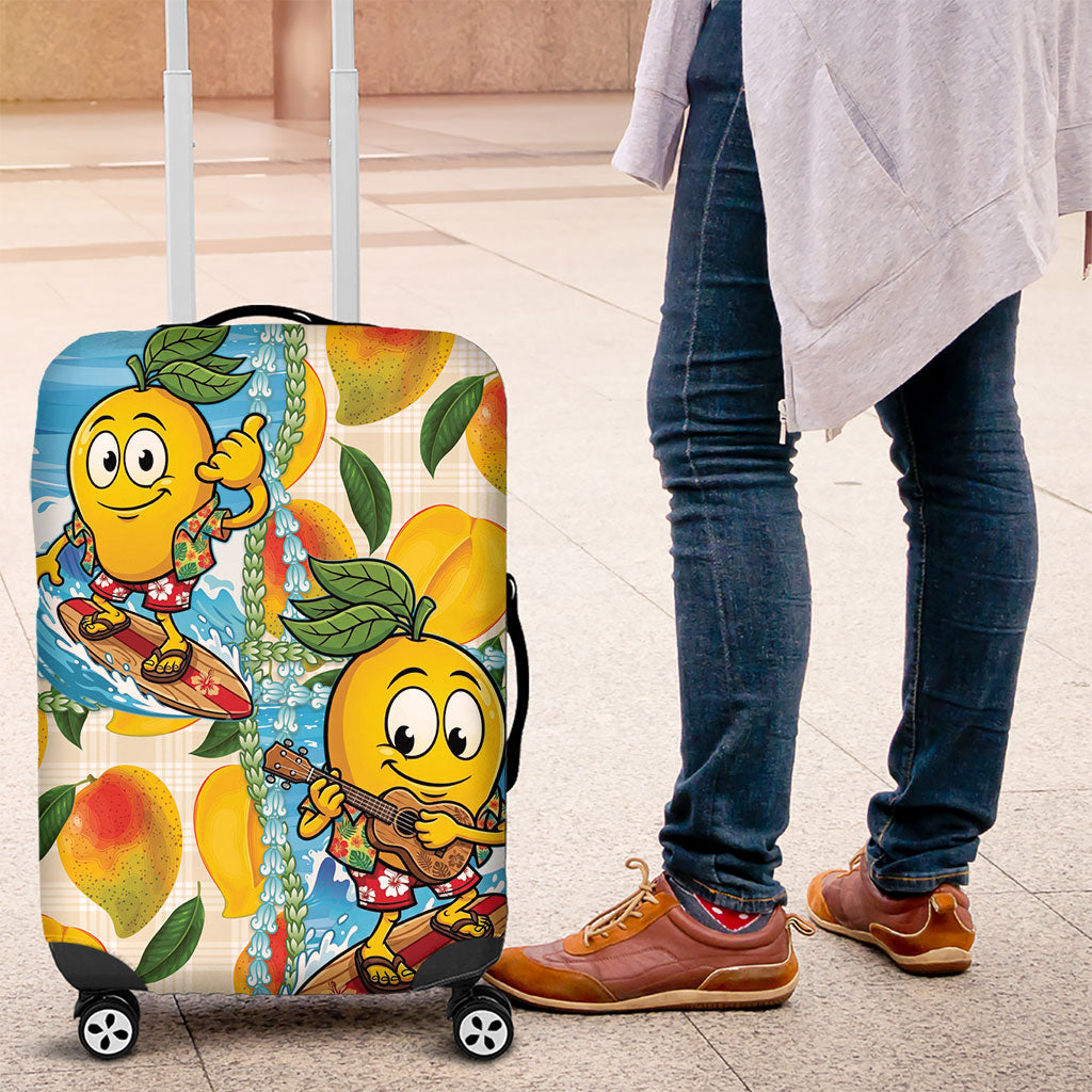 Aloha Hawaii Summer Luggage Cover Hawaiian Lei Surfing Mango Palaka Motifs LT14 Blue - Polynesian Pride