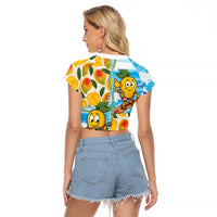 Aloha Hawaii Summer Raglan Cropped T Shirt Hawaiian Lei Surfing Mango Palaka Motifs LT14 - Polynesian Pride