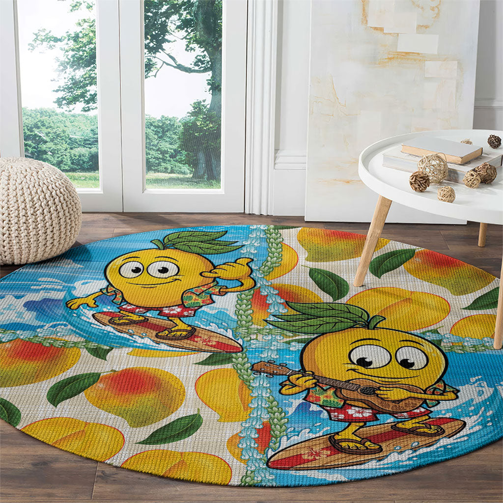 Aloha Hawaii Summer Round Carpet Hawaiian Lei Surfing Mango Palaka Motifs LT14 - Polynesian Pride