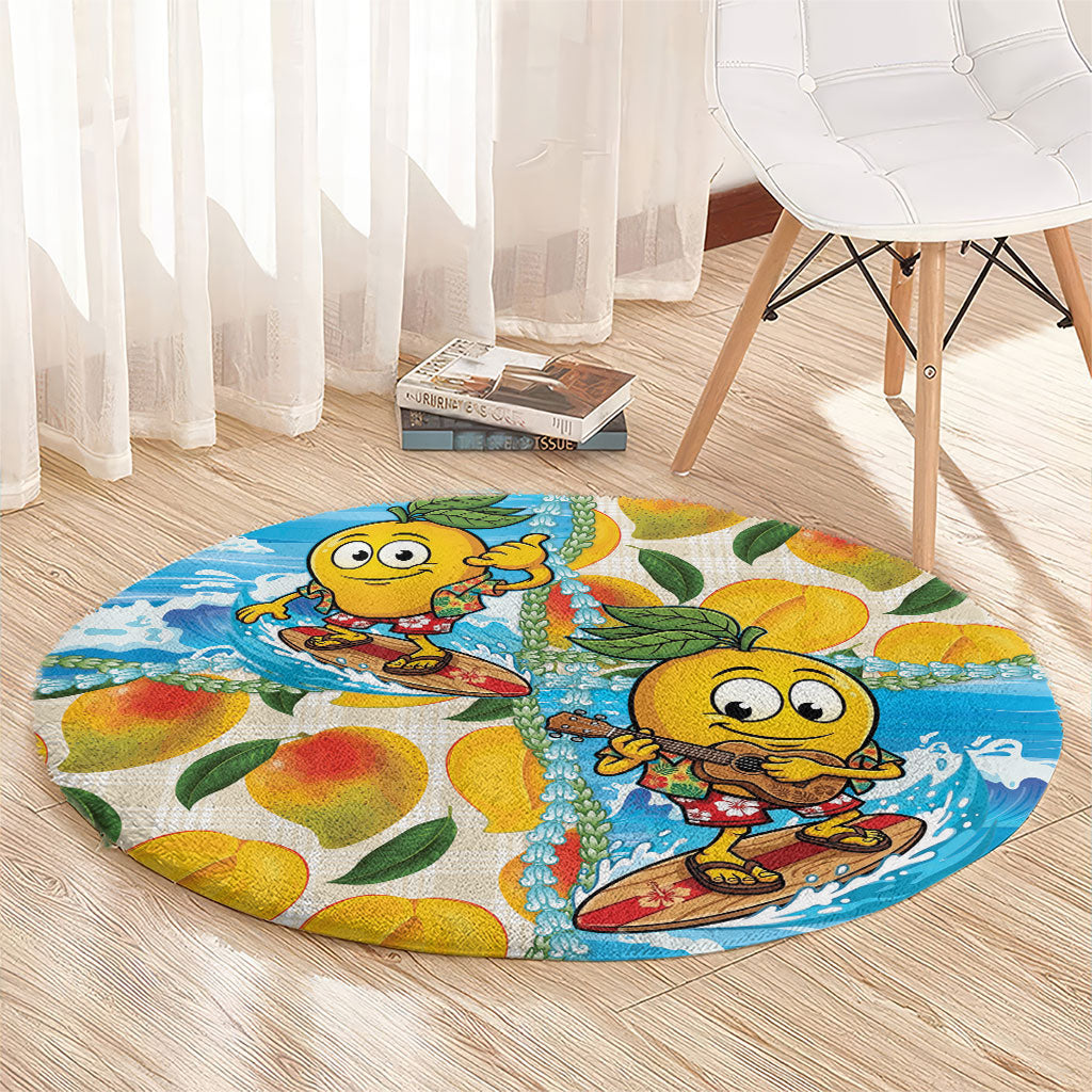 Aloha Hawaii Summer Round Carpet Hawaiian Lei Surfing Mango Palaka Motifs LT14 - Polynesian Pride