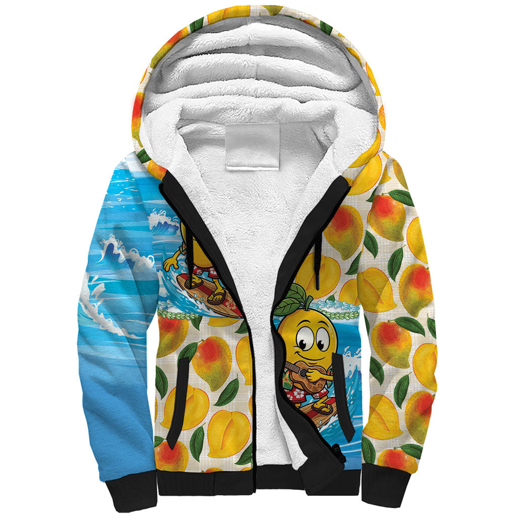 Aloha Hawaii Summer Sherpa Hoodie Hawaiian Lei Surfing Mango Palaka Motifs LT14 Unisex Blue - Polynesian Pride
