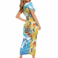 Aloha Hawaii Summer Short Sleeve Bodycon Dress Hawaiian Lei Surfing Mango Palaka Motifs LT14 - Polynesian Pride