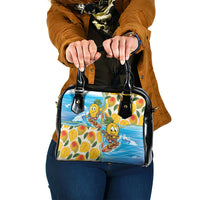 Aloha Hawaii Summer Shoulder Handbag Hawaiian Lei Surfing Mango Palaka Motifs LT14 One Size Blue - Polynesian Pride