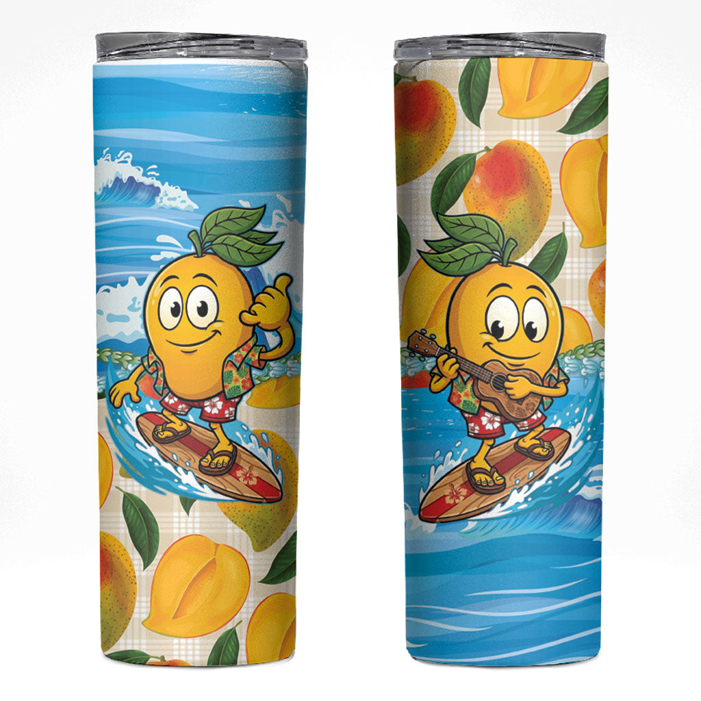 Aloha Hawaii Summer Skinny Tumbler Hawaiian Lei Surfing Mango Palaka Motifs LT14 Blue - Polynesian Pride