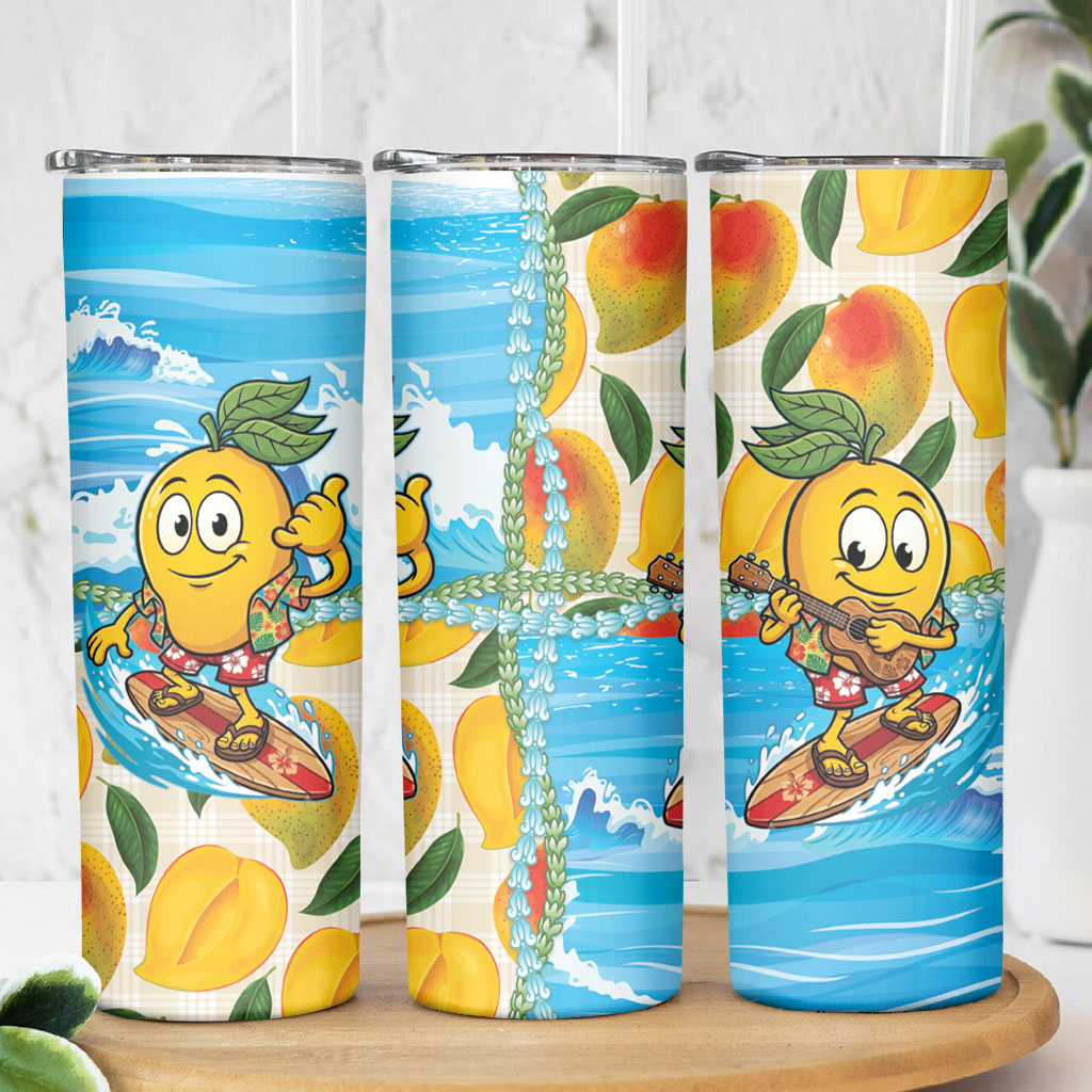 Aloha Hawaii Summer Skinny Tumbler Hawaiian Lei Surfing Mango Palaka Motifs LT14 - Polynesian Pride