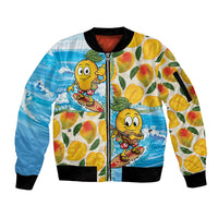 Aloha Hawaii Summer Sleeve Zip Bomber Jacket Hawaiian Lei Surfing Mango Palaka Motifs LT14 Unisex Blue - Polynesian Pride