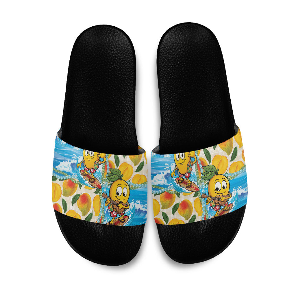 Aloha Hawaii Summer Slide Sandals Hawaiian Lei Surfing Mango Palaka Motifs LT14 Blue - Polynesian Pride