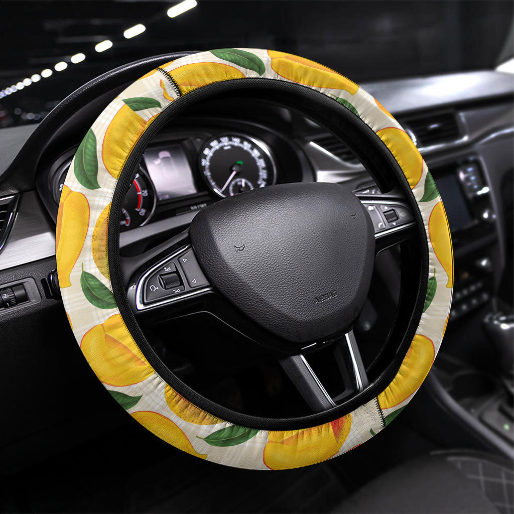 Aloha Hawaii Summer Steering Wheel Cover Hawaiian Lei Surfing Mango Palaka Motifs LT14 Universal Fit Blue - Polynesian Pride