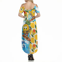 Aloha Hawaii Summer Summer Maxi Dress Hawaiian Lei Surfing Mango Palaka Motifs LT14 - Polynesian Pride