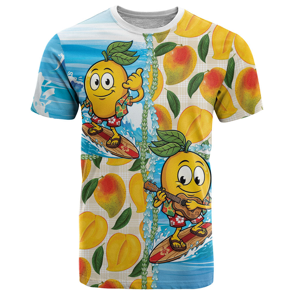 Aloha Hawaii Summer T Shirt Hawaiian Lei Surfing Mango Palaka Motifs LT14 Blue - Polynesian Pride