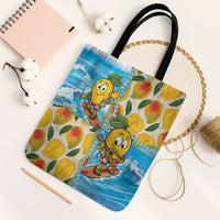 Aloha Hawaii Summer Tote Bag Hawaiian Lei Surfing Mango Palaka Motifs LT14 Black Strap One Size Blue - Polynesian Pride